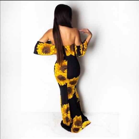 Sunflower Stretch Floral Maxi Bodycon Summer Dress - Picture 3 of 8